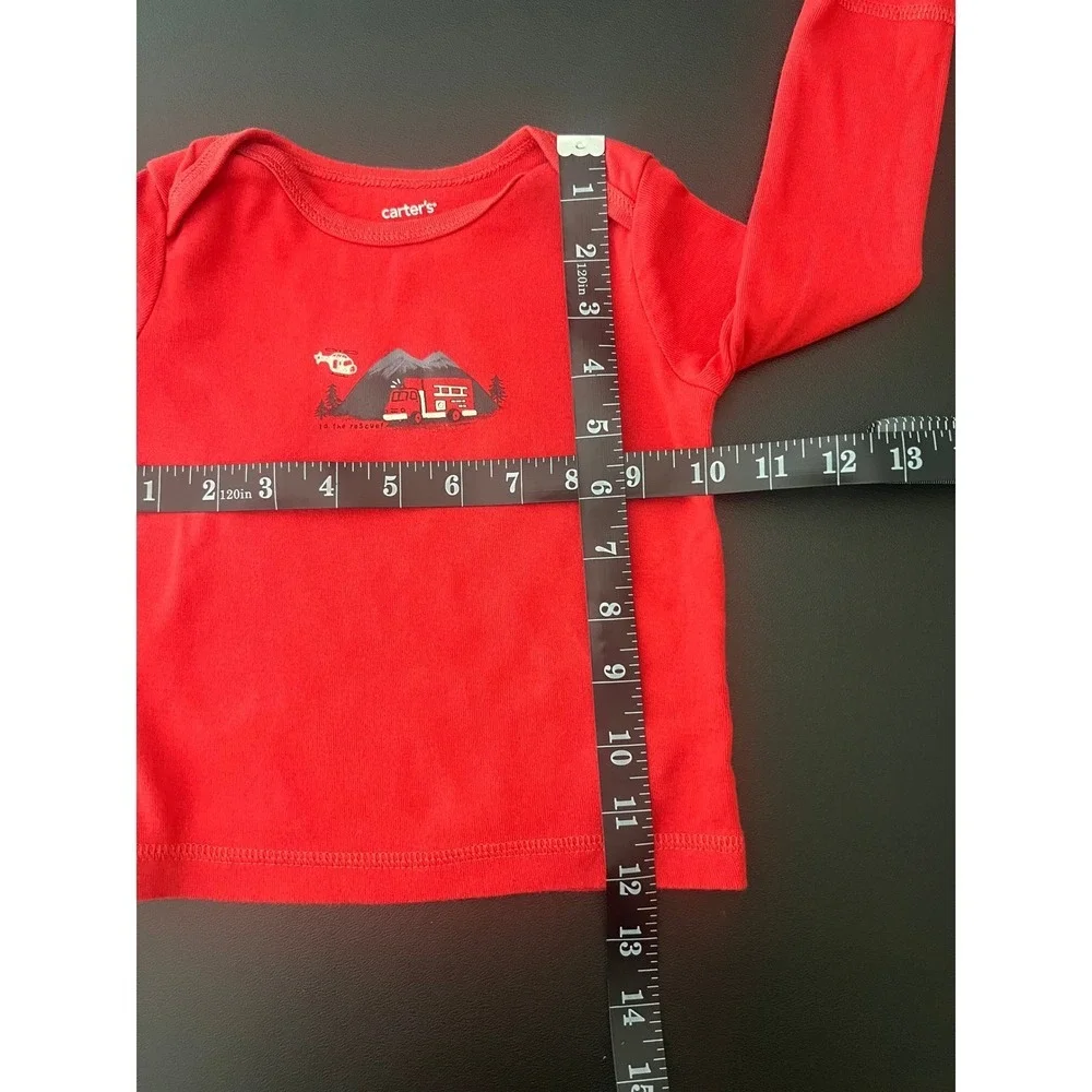 Carters Boys 18M Red Long Sleeve Fire Truck Rescue Graphic T-Shirt Cotton (1059)